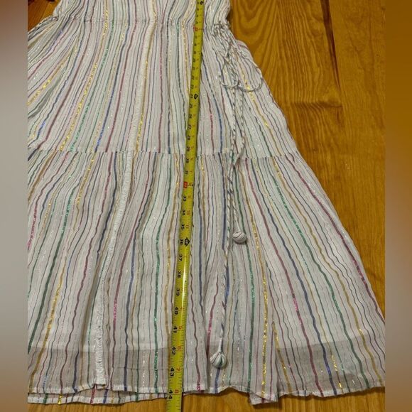 Apiece Apart Daphne Midi Dress Lurex Metallic White Fez Stripe Size 6 - Picture 8 of 13